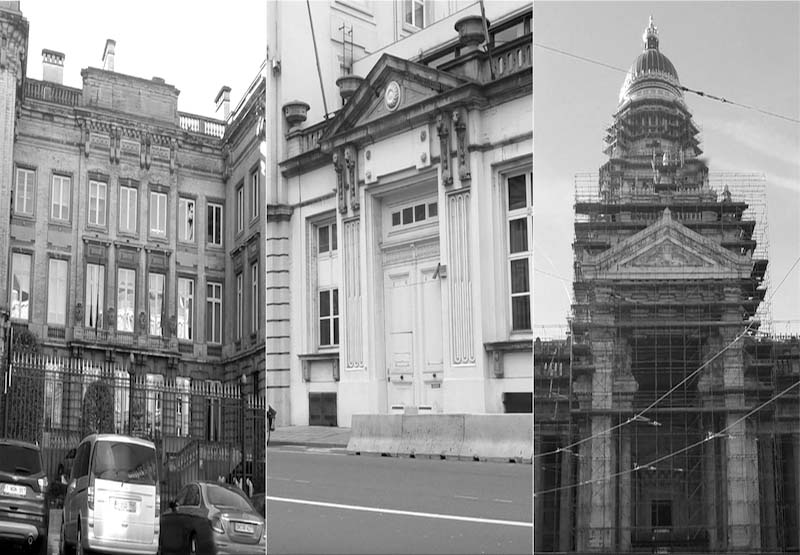 La Commission, le Parlement et le Palais de Justice, Les trois bâtiments représentatifs des trois institutions de la Belgique.